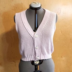 Cropped Button Up Vest with Floral Buttons